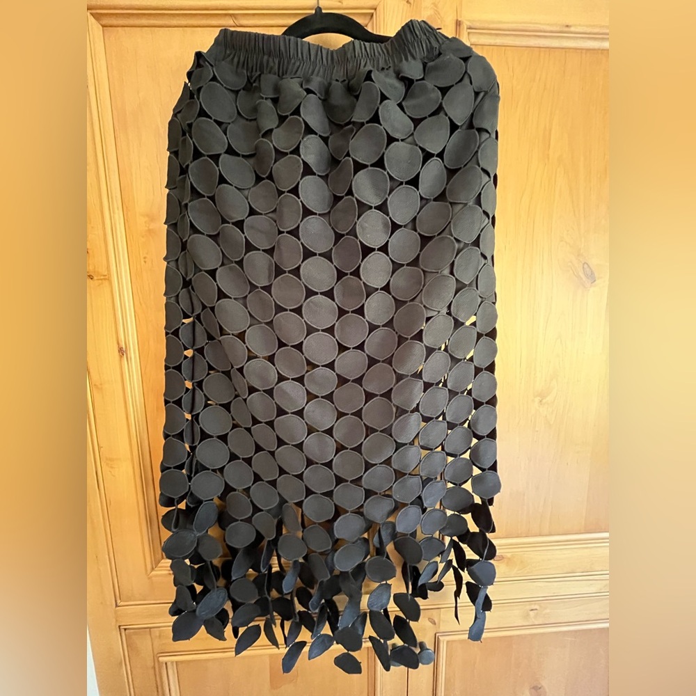 black Circle Pattern Skirt trendy midi skirt